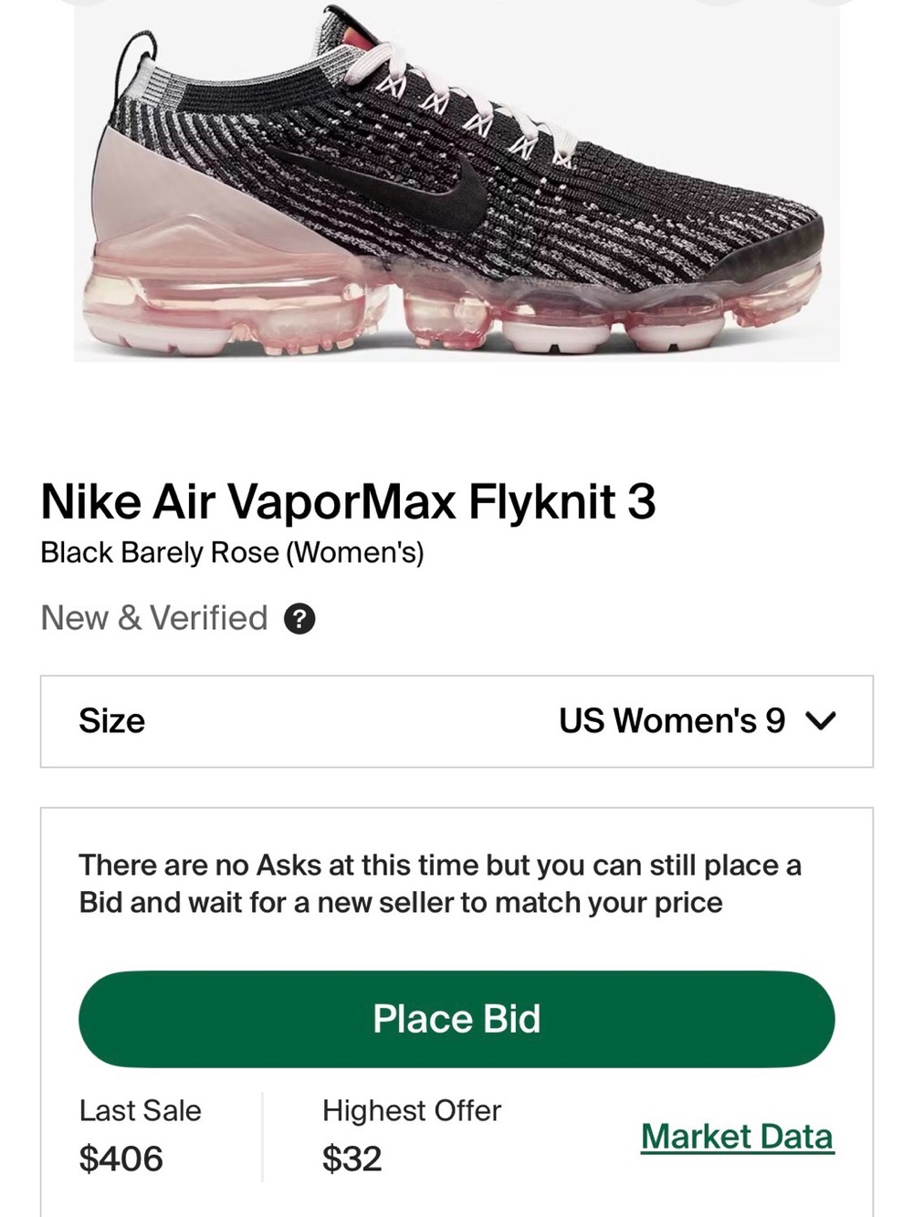 Nike Air VaporMax Flyknit 3 Black/Barely Rose Women Sneakers CU4748-001-